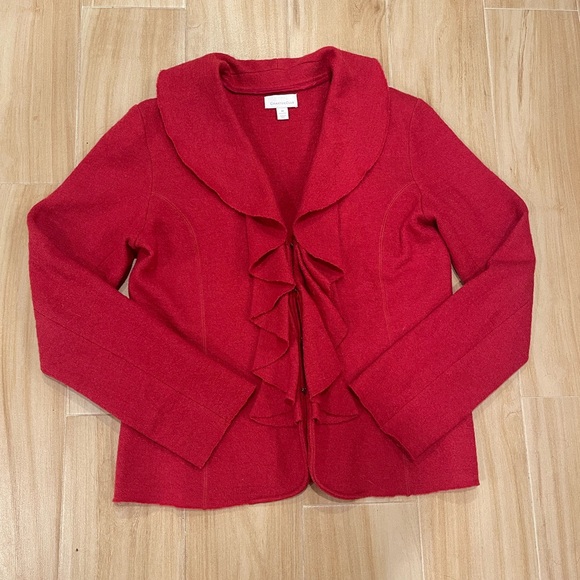 Red Ruffled Wool Sweater - Picture 2 of 5